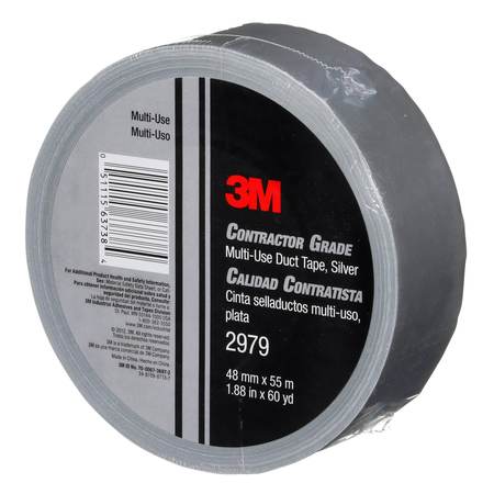 3M Contractor Grade Multi-Use Duct Tape 2979, Silver, 1.88 In X 60 Yd, Individually Wrapped 7010335692